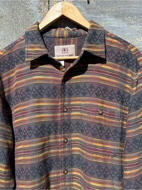 The Territory Ahead Flannel Shirt Large Aztec Multicolor Button Down Southwest